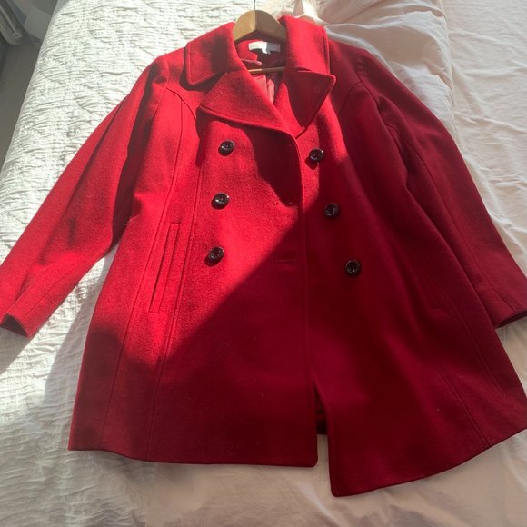 Anne Klein L Red Peacoat - Picture 4 of 4